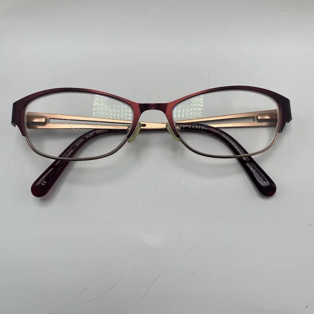 Ted Baker Eyeglasses Women FRAME ONLY Chalet B220 51-16-135 Burgundy Gold 570
